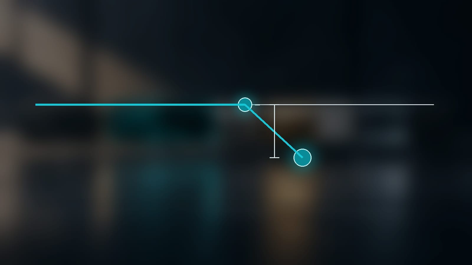 A level line with a node, dropping to a second node below it, with the distance between them dimensioned